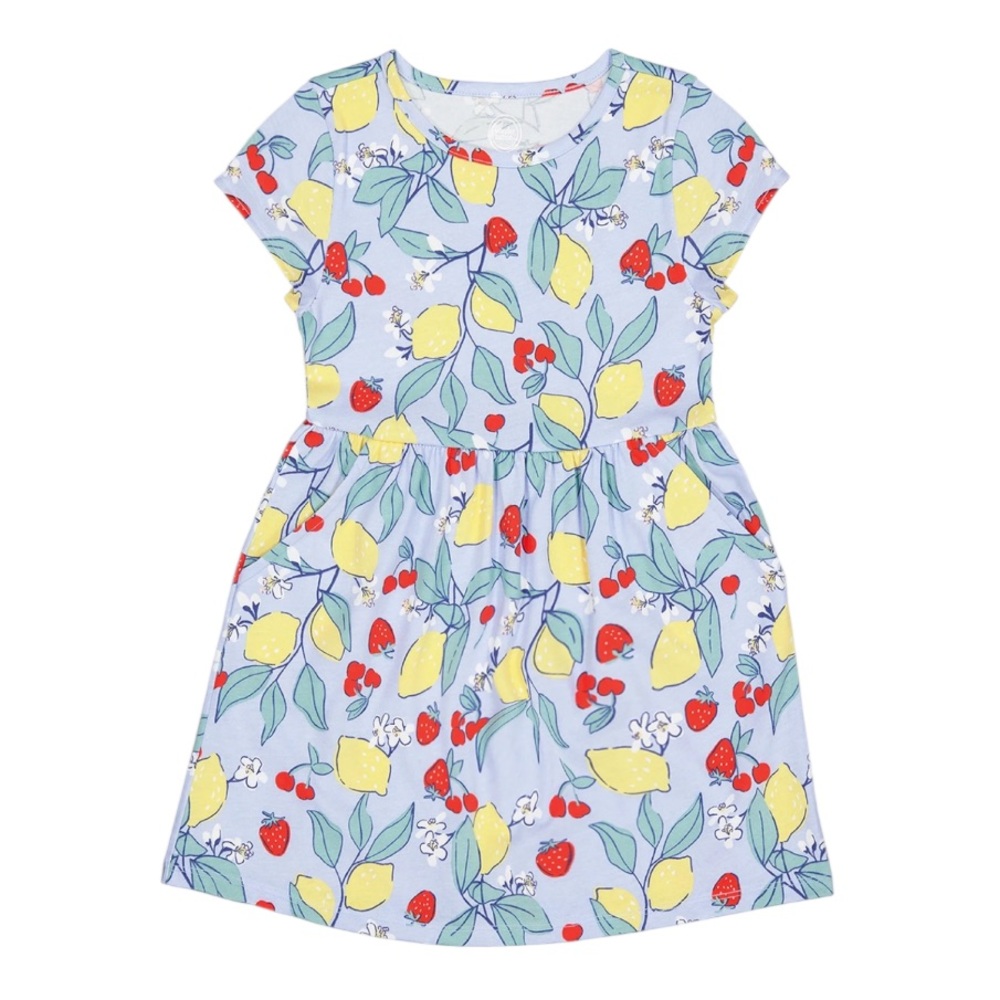 wonder nation Light Blue Dress with Lemon & Cherry Print